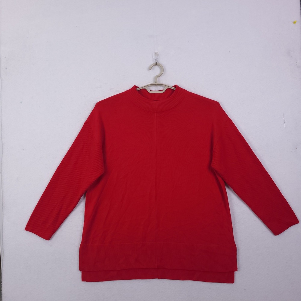 Talbots Pure Merino Wool Sweater Size 1X Mock Neck Ribbed Sleeve Soft Christmas
